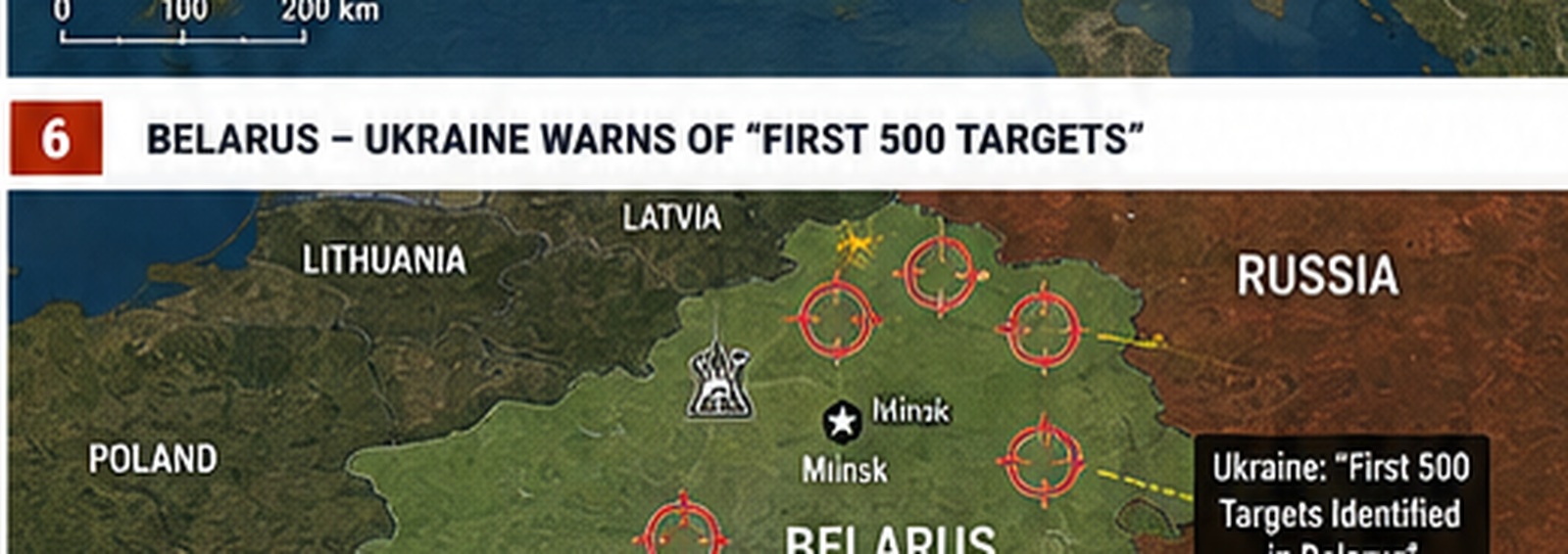 Map of Belarus showing Ukraine Russia Minsk and potential escalation across the Belarus Ukraine frontier